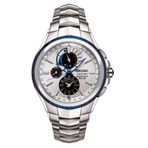 Mens+Coutura+Solar+Perpetual+Chronograph+Silver-Tone+Watch+Silver+Dial