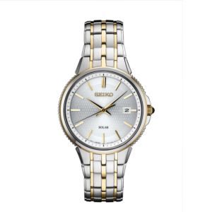 Mens+Essentials+Solar+2-Tone+Stainless+Steel+Watch+Silver+Dial