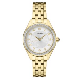 Ladies+Essentials+Crystal+Gold-Tone+Stainless+Steel+Watch+White+Dial