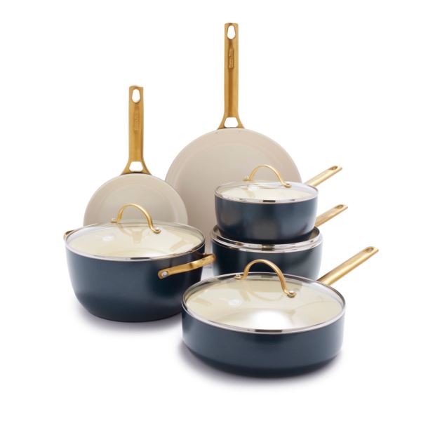 Reserve 10pc HardAnodized Aluminum Nonstick Cookware Set Twilight Blue