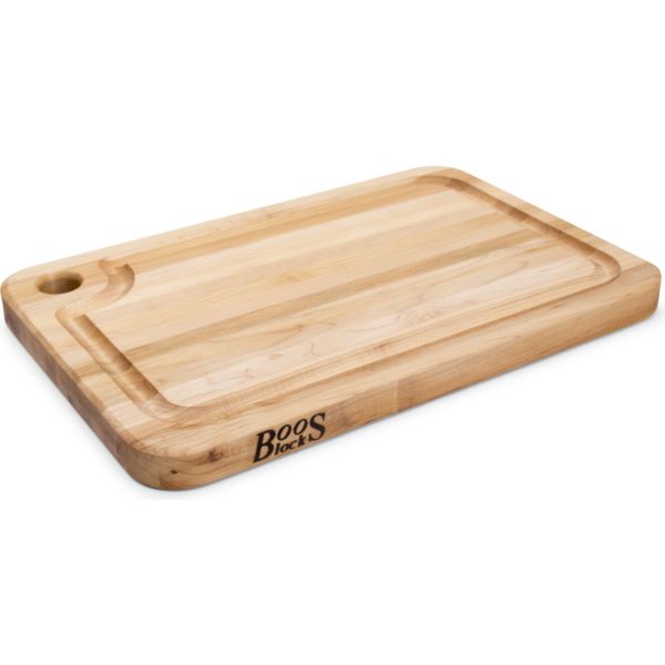 Maple Reversible Cutting Board with Groove and Finger Hole, 18'' x 12