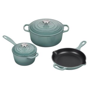 5pc+Signature+Cast+Iron+Cookware+Set+Sea+Salt