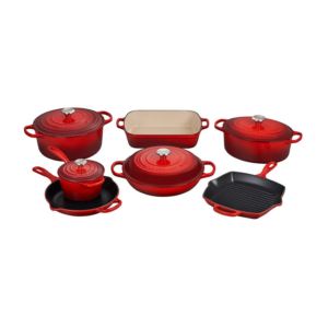 11pc+Signature+Cast+Iron+Ultimate+Cookware+Set+Cerise