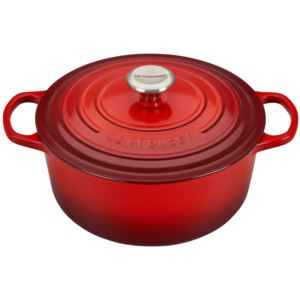 5.5qt+Signature+Cast+Iron+Round+Dutch+Oven+Cerise