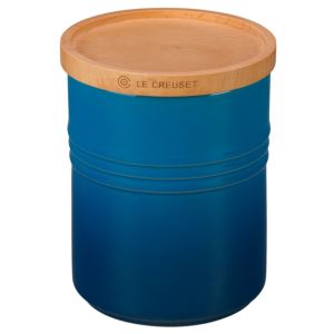 2.5qt+Stoneware+Storage+Canister+w%2F+Wood+Lid+Marseille