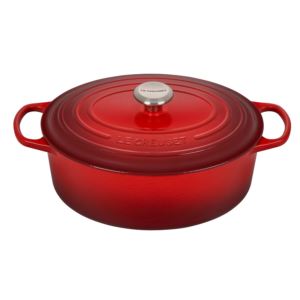 6.75qt+Signature+Cast+Iron+Oval+Dutch+Oven+Cerise