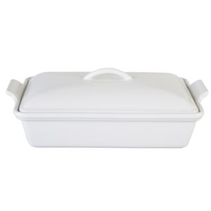 4qt+Heritage+Stoneware+Covered+Rectangular+Casserole+White