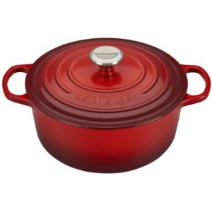 5.5qt+Signature+Cast+Iron+Round+Dutch+Oven+Cerise