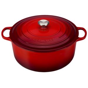 13.25qt+Signature+Cast+Iron+Round+Dutch+Oven+Cerise