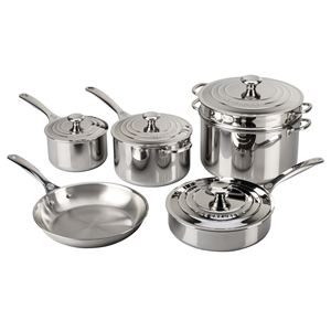 10pc+Stainless+Steel+Cookware+Set