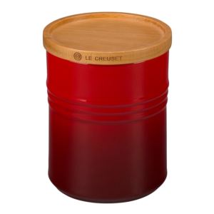 2.5qt+Stoneware+Storage+Canister+w%2F+Wood+Lid+Cerise