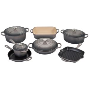 11pc+Signature+Cast+Iron+Ultimate+Cookware+Set+Oyster