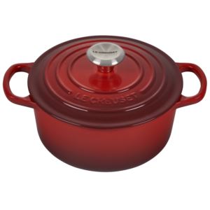 2qt+Signature+Cast+Iron+Round+Dutch+Oven+Cerise