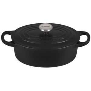1qt+Signature+Cast+Iron+Oval+Dutch+Oven+Matte+Black
