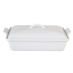 4qt+Heritage+Stoneware+Covered+Rectangular+Casserole+White