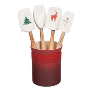 Noel+Collection+5pc+Utensil+Set+w%2F+Crock+Red