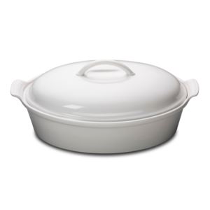 4qt+Heritage+Stoneware+Covered+Oval+Casserole+White