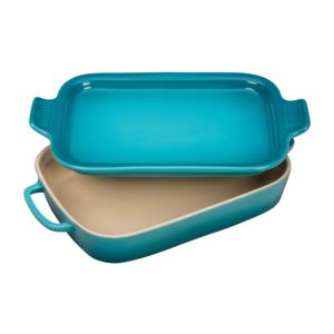 2.75qt+Stoneware+Rectangular+Dish+w%2F+Platter+Lid+Caribbean