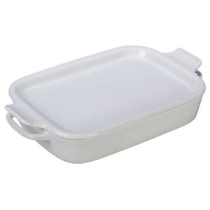 2.75qt+Stoneware+Rectangular+Dish+w%2F+Platter+Lid+White