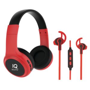 Bluetooth+Wireless+Headphones%2FEarbuds+Bundle+Red