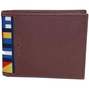 Nautica+Leather+Bi-fold+Wallet+in+Brown