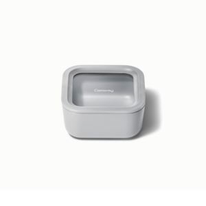 4.4+Cup+Glass+Food+Container+Square+Shape+w%2F+Lid+Gray