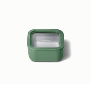 4.4+Cup+Glass+Food+Container+Square+Shape+w%2F+Lid+Sage