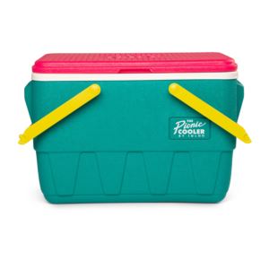 Retro+Picnic+Basket+25qt+Cooler+Dark+Jade%2FBold+Magenta