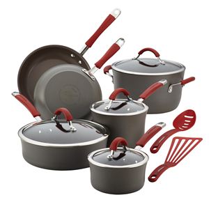 12pc+Cucina+Piece+Hard-Anodized+Cookware+Set+Red