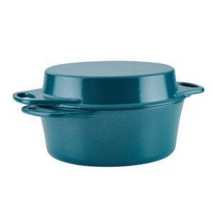 4qt+Cast+Iron+Casserole+w%2F+10%22+Griddle+Lid+Teal