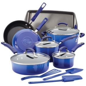 14pc+Hard+Enamel+Nonstick+Cookware+Blue+Gradient