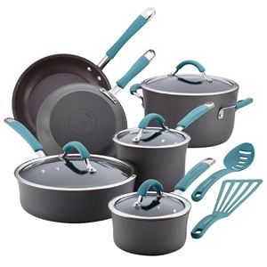 Cucina+12pc+Hard+Anodized+Nonstick+Cookware+Agave+Blue