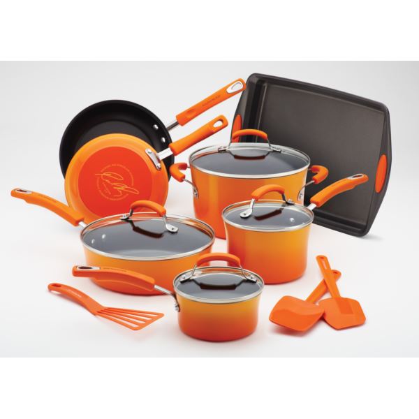 14pc Hard Enamel Nonstick Cookware Orange Gradient 12946