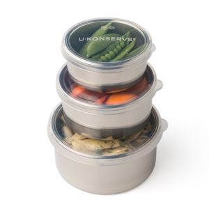 Stainless+Steel+Round+Nesting+Trio+%28Set+of+3%29+-+Clear+with+Silicone+Lid