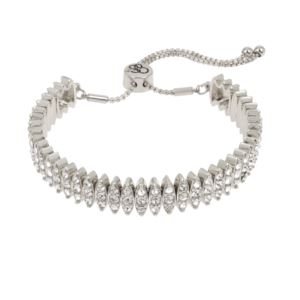 Multi-row+CZ+Slider+Bracelet+in+Silver
