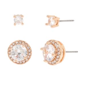 Halo+Stud+Earring+Set+in+Rosegold