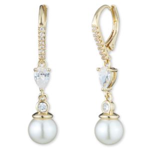 Pearl+and+Crystal+Drop+Earrings