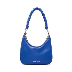 Shoulder+Bag+with+Braided+Handle+Blue