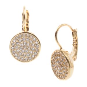 Pave+Disc+Drop+Earrings+in+Gold