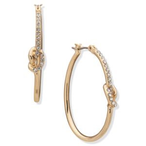 Pave+Knot+Hoops+Earrings+Gold