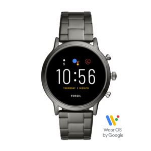 Mens+Q+Carlyle+Gen+5+HR+Smartwatch+Smoke+Stainless+Steel+Bracelet