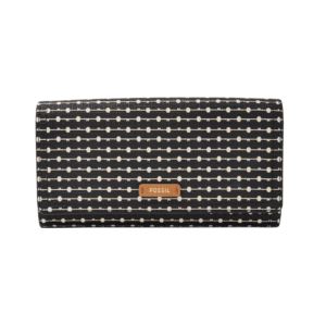 Ladies+Logan+RFID+Flap+Clutch+Black+Stripe