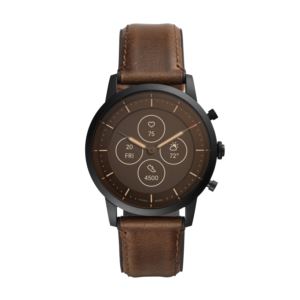 Mens+Collider+Hybrid+HR+Brown+Leather+Strap+Smartwatch+Brown+Dial