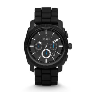Mens+Machine+Chronograph+Black+Silicone+Strap+Watch+Black+Dial