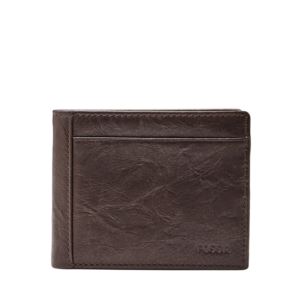 Mens+Neel+Flip+ID+Bifold+Leather+Wallet+Brown