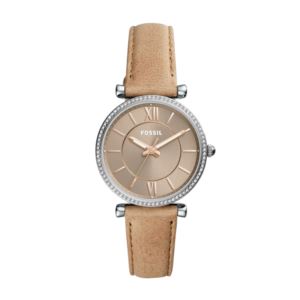 Ladies+Carlie+Sand+Leather+Strap+Crystal+Watch+Brown+Dial