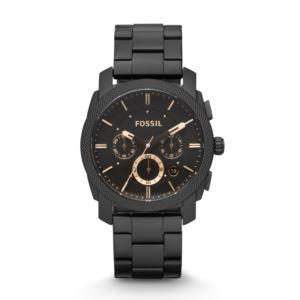 Mens+Machine+Black+%26+Gold+Chronograph+SS+Watch+Black+Dial