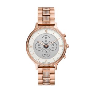Ladies+Charter+Hybrid+RG+Crystal+Smartwatch+HR+Rose+Gold+Bracelet+White+Dial