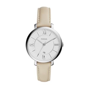 Ladies+Jacqueline+Beige+Leather+Strap+Watch+White+Dial