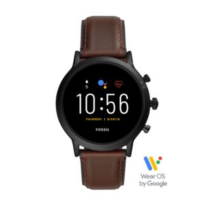 Mens+Q+Carlyle+Gen+5+HR+Smartwatch+Brown+Leather+Strap
